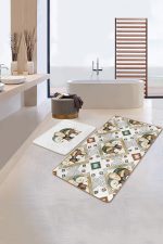 - RealHomes - Realhomes  Etnik Fil Figürlü 2'li Mutfak Paspas Seti & Banyo Halı Takımı Realhomes