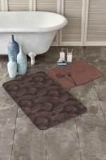 - RealHomes - Realhomes  Siyah Kahve İnce Tüyler 2'li Mutfak Paspas Seti & Banyo Halı Takımı Realhomes