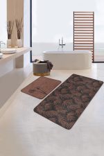 - RealHomes - Realhomes  Siyah Kahve İnce Tüyler 2'li Mutfak Paspas Seti & Banyo Halı Takımı Realhomes