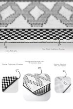 - RealHomes - Realhomes Siyah Beyaz İskandinav Motifli 2'li Klozet Paspas Takımı & Banyo Halı Seti Realhomes