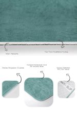 - RealHomes - Realhomes  Düz Renk Zeminli Çiçek Detaylı 2'li Paspas Takımı & Mutfak Paspas Seti Realhomes