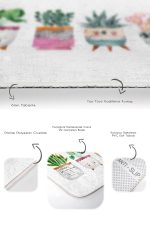 - RealHomes - Realhomes  Sevimli Saksılı Çiçekler Özel Tasarım 2'li Banyo Paspas Seti & Mutfak Paspas Takımı Realhomes