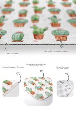 - RealHomes - Realhomes  Kaktüs Motifli Özel Tasarım 2'li Banyo Halı Seti & Mutfak Paspas Takımı Realhomes