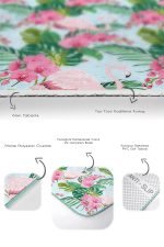 - RealHomes - Realhomes  Flamingo Motifli Renkli 2'li Banyo Paspas Takımı & Banyo Halı Seti Realhomes