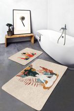 - RealHomes - Realhomes  Yoga Kadın Motifli Özel Tasarım 2'li Mutfak Paspas Takımı & Banyo Paspas Takımı Realhomes