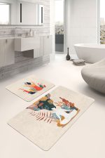 - RealHomes - Realhomes  Yoga Kadın Motifli Özel Tasarım 2'li Mutfak Paspas Takımı & Banyo Paspas Takımı Realhomes