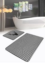 - RealHomes - Realhomes  Balıksırtı Zemin Geyik Motifli 2'li Banyo Paspas Takımı & Klozet Paspas Seti Realhomes