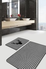 - RealHomes - Realhomes  Balıksırtı Zemin Geyik Motifli 2'li Banyo Paspas Takımı & Klozet Paspas Seti Realhomes