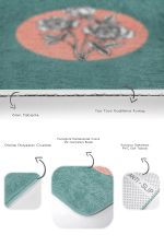 - RealHomes - Realhomes Renkli Zemin Çiçek Motifli 2'li Banyo Paspas Takımı & Mutfak Paspas Seti Realhomes