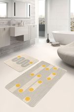 - RealHomes - Realhomes  İskandinav Düz Çizgili 2'li Banyo Halı Seti & Klozet Paspas Takımı Realhomes