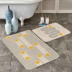 Mermer Zemin Zigzag Motifli 2'li Banyo Paspas Takımı & Mutfak Paspas Seti Realhomes