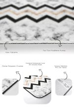 - RealHomes - Realhomes  Mermer Zemin Zigzag Motifli 2'li Banyo Paspas Takımı & Mutfak Paspas Seti Realhomes