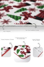 - RealHomes - Realhomes  Yılbaşı Ekose Çorap Tasarımlı 2'li Mutfak Paspas Takımı & Banyo Paspas Seti Realhomes