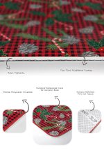 - RealHomes - Realhomes  Kırmızı Ekose Yılbaşı Tasaımlı 2'li Banyo Paspas Takımı & Mutfak Paspas Seti Realhomes