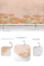 - RealHomes - Realhomes  Pembe Zemin Papatya Motifli 2'li Mutfak Halı Seti & Banyo Paspas Takımı Realhomes