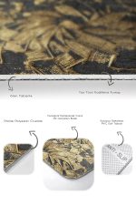 - RealHomes - Realhomes  Gold Detaylı Fırça Darbeleri 2'li Banyo Paspas Seti & Klozet Paspas Takımı Realhomes