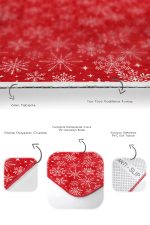 - RealHomes - Realhomes  Kırmızı Zemin Yılbaşı Temalı Kar Taneleri 2'li Paspas Seti & Klozet Takımı Realhomes