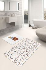 - RealHomes - Realhomes  Renkli Geometrik Motifli 2'li Banyo Paspas Takımı & Mutfak Paspas Seti Realhomes