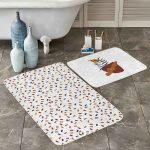 Pembe Zemin Flamingo Özel Tasarım 2'li Banyo Paspas Takımı & Mutfak Paspas Seti Realhomes