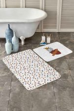 - RealHomes - Realhomes  Renkli Geometrik Motifli 2'li Banyo Paspas Takımı & Mutfak Paspas Seti Realhomes