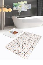 - RealHomes - Realhomes  Renkli Geometrik Motifli 2'li Banyo Paspas Takımı & Mutfak Paspas Seti Realhomes