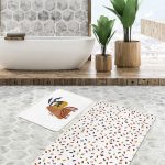 Renkli Love Temalı Renkli Çizgili 2'li Mutfak Paspas Seti & Banyo Halı Takımı Realhomes