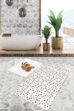 - RealHomes - Realhomes Renkli Geometrik Motifli 2'li Banyo Paspas Takımı & Mutfak Paspas Seti Realhomes