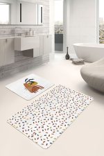 - RealHomes - Realhomes Renkli Geometrik Motifli 2'li Banyo Paspas Takımı & Mutfak Paspas Seti Realhomes