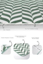 - RealHomes - Realhomes  Kırlangıç Motifli Yeşil Ebru Sanatı Özel Tasarım 2'li Paspas Klozet Takımı Realhomes