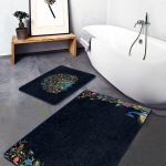 Siyah Ekose Motifli Limon Temalı 2'li Banyo Paspas Takımı & Mutfak Paspas Seti Realhomes