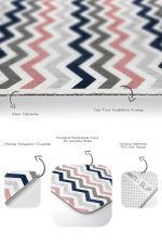 - RealHomes - Realhomes  Soft Renkli Zikzak Motifli Özel Tasarım 2'li Banyo Halı Seti & Mutfak Paspas Takımı Realhomes