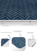 - RealHomes - Realhomes  Lacivert Ebru Sanatı Çizimli Geyik Motifli 2'li Banyo Halı Takımı & Klozet Paspas Seti Realhomes