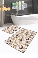 - RealHomes - Realhomes  Bohem Tasarımlı Etnik Motifli 2'li Banyo Halı Seti & Klozet Paspas Takımı Realhomes