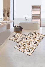 - RealHomes - Realhomes  Bohem Tasarımlı Etnik Motifli 2'li Banyo Halı Seti & Klozet Paspas Takımı Realhomes