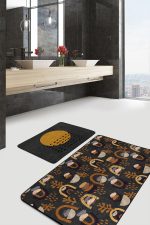 - RealHomes - Realhomes  Bohem Motifli Etnik Tasarımlı 2'li Banyo Paspas Takımı & Mutfak Paspas Seti Realhomes