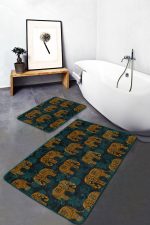 Etnik Fil Tasarımlı Özel Tasarım 2'li Banyo Paspas Seti & Klozet Paspas Takımı Realhomes