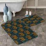 Tropik Hayvanlar Bitkiler Özel Tasarım 2'li Banyo Paspas Seti & Banyo Halı Takımı Realhomes