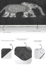 - RealHomes - Realhomes  Siyah Zemin Etnik Fil Motifli 2'li Banyo & Mutfak Paspas Takımı Klozet Paspas Seti Realhomes