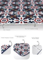 - RealHomes - Realhomes  Yılbaşı Temalı Beyaz Geyik Motifli 2'li Mutfak Paspas Takımı & Banyo Halı Seti Realhomes