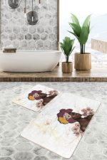 - RealHomes - Realhomes  Mermer Zeminli Zenci Kadın Motifli 2'li Mutfak Halı Takımı & Banyo Paspas Seti Realhomes