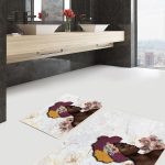 Siyah Beyaz Zebra Desenli 2'li Banyo Halı Takımı & Mutfak Paspas Takımı Realhomes