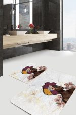 - RealHomes - Realhomes  Mermer Zeminli Zenci Kadın Motifli 2'li Mutfak Halı Takımı & Banyo Paspas Seti Realhomes