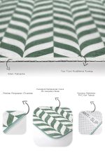 - RealHomes - Realhomes  Yeşil Desenli Ebru Sanatı Çizimli 2'li Mutfak & Banyo Paspas Takımı Realhomes