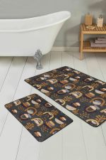 - RealHomes - Realhomes  Bohem Etnik Tasarımlı 2'li Banyo Paspas Seti & Klozet Paspas Takımı Realhomes