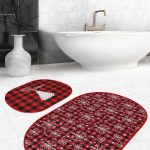 İskandinav Düz Çizgili 2'li Oval Kaymaz Tabanlı Banyo Halı Seti & Klozet Paspas Takımı Realhomes