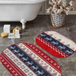 Soft Zemin Tropik Yapraklar Dijital Baskılı 2'li Oval Kaymaz Tabanlı Banyo & Mutfak Paspas Takımı Realhomes