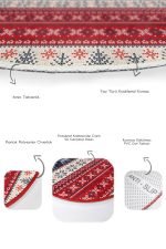 - RealHomes - Realhomes  Kanaviçe Tasarımlı Yılbaşı Temalı Dijital Baskılı 2'li Oval Kaymaz Tabanlı Banyo & Mutfak Paspas Takımı Realhomes