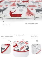 - RealHomes - Realhomes  Mery Christmas Tasarımlı Dijital Baskılı 2'li Oval Kaymaz Tabanlı Banyo & Mutfak Paspas Takımı Realhomes