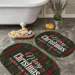 Turuncu Ekoseli Kabak Motifli 2'li Oval Kaymaz Tabanlı Mutfak Halısı Seti & Banyo Paspas Takımı Realhomes