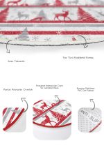 - RealHomes - Realhomes  Kırmızı Gri Yılbaşı Temalı Dijital Baskılı 2'li Oval Kaymaz Tabanlı Banyo & Mutfak Paspas Takımı Realhomes